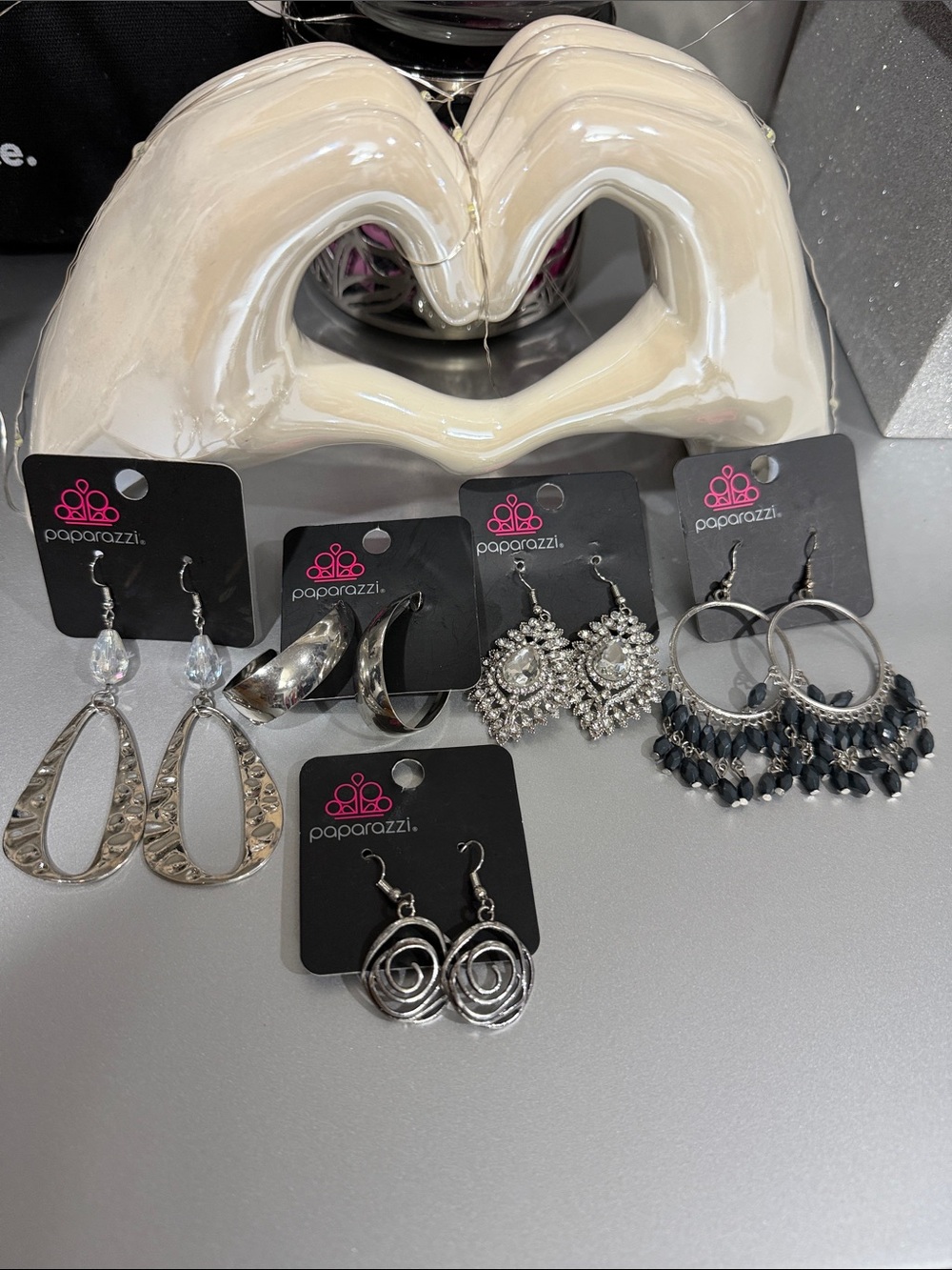 5-Paparazzi Black and Silver Mixed Earring Set